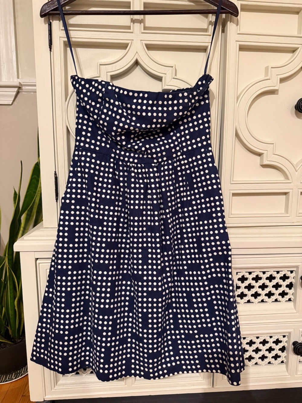 GAP Navy and White Polka Dot strapless Dress